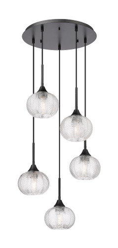 Berkshire - 5 Light - 20 inch - Matte Black - Cord Hung - Multi Pendant (323-5P-BK-G323-7CL)