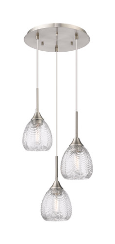 Berkshire - 3 Light - 13 inch - Brushed Satin Nickel - Cord Hung - Multi Pendant (323-3P-SN-G323-6CL)