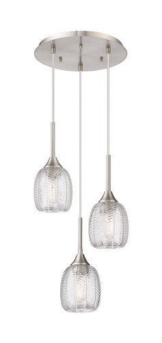 Berkshire - 3 Light - 13 inch - Brushed Satin Nickel - Cord Hung - Multi Pendant (323-3P-SN-G323-5CL)