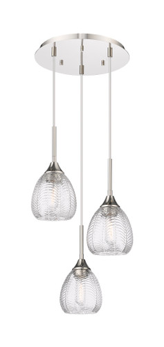 Berkshire - 3 Light - 13 inch - Polished Nickel - Cord Hung - Multi Pendant (323-3P-PN-G323-6CL)