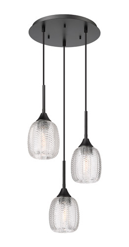 Berkshire - 3 Light - 20 inch - Matte Black - Cord Hung - Multi Pendant (323-3P-BK-G323-5CL)
