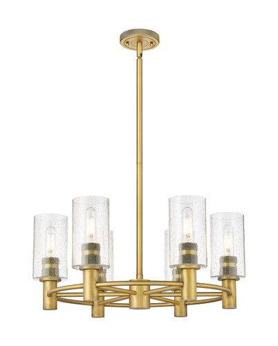 Crown Point - 6 Light - 24 inch - Brushed Brass - Chandelier (434-6CR-BB-G434-7SDY)