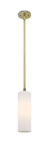 Crown Point - 1 Light - 5 inch - Brushed Brass - Pendant (434-1S-BB-G434-12WH)