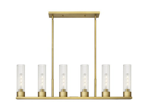 Empire - 6 Light - 44 inch - Brushed Brass - Linear Pendant (429-6I-BB-G429-11CL)