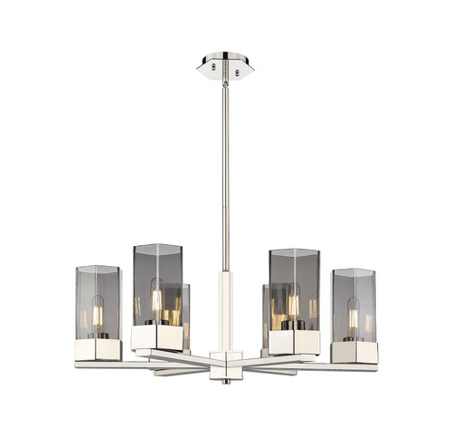 Claverack - 6 Light - 28 inch - Polished Nickel - Chandelier (427-6CR-PN-G427-9SM)