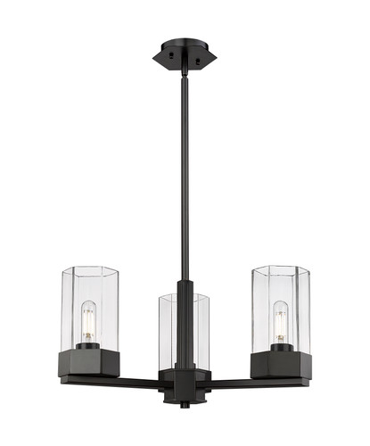 Claverack - 3 Light - 22 inch - Matte Black - Pendant (427-3CR-BK-G427-9CL)