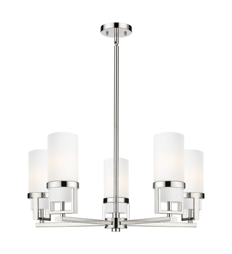 Utopia - 5 Light - 24 inch - Polished Nickel - Chandelier (426-5CR-PN-G426-8WH)