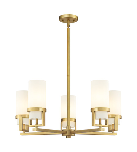 Utopia - 5 Light - 24 inch - Brushed Brass - Chandelier (426-5CR-BB-G426-8WH)