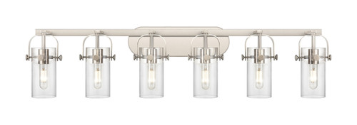 Pilaster II Cylinder - 6 Light - 44 inch - Satin Nickel - Bath Vanity Light (423-6W-SN-G423-7CL)