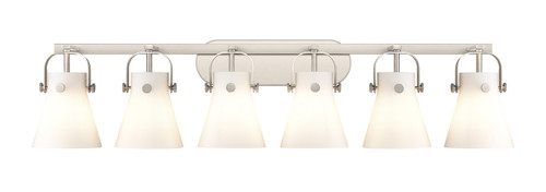 Pilaster II Cone - 6 Light - 46 inch - Satin Nickel - Bath Vanity Light (423-6W-SN-G411-6WH)