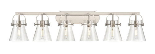 Pilaster II Cone - 6 Light - 46 inch - Satin Nickel - Bath Vanity Light (423-6W-SN-G411-6CL)