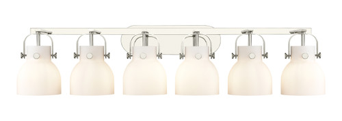 Pilaster II Bell - 6 Light - 46 inch - Polished Nickel - Bath Vanity Light (423-6W-PN-G412-6WH)