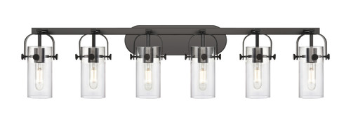 Pilaster II Cylinder - 6 Light - 44 inch - Matte Black - Bath Vanity Light (423-6W-BK-G423-7CL)