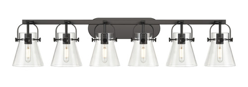 Pilaster II Cone - 6 Light - 46 inch - Matte Black - Bath Vanity Light (423-6W-BK-G411-6CL)
