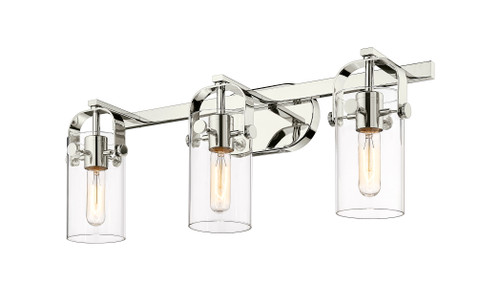 Pilaster II Cylinder - 3 Light - 25 inch - Polished Nickel - Bath Vanity Light (423-3W-PN-G423-7CL)