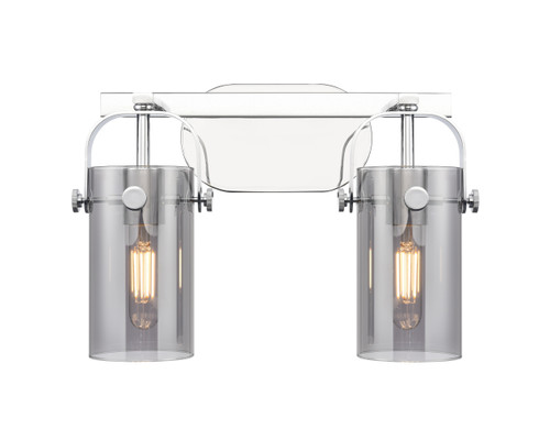 Pilaster II Cylinder - 2 Light - 15 inch - Polished Chrome - Bath Vanity Light (423-2W-PC-G423-7SM)