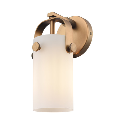 Pilaster - 1 Light - 7 inch Long Glass - Brushed Brass - Sconce (423-1W-BB-G423-7WH)