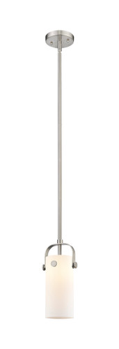 Pilaster II Cylinder - 1 Light - 7 inch Long Glass - Satin Nickel - Pendant (423-1S-SN-G423-7WH)