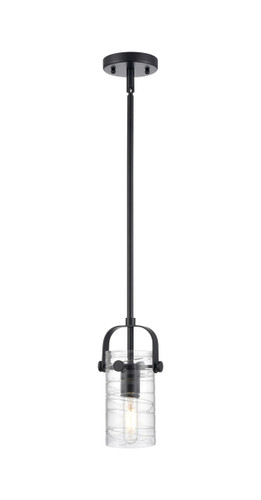 Pilaster II Cylinder - 1 Light - 7 inch Long Glass - Matte Black - Pendant (423-1S-BK-G423-7DE)