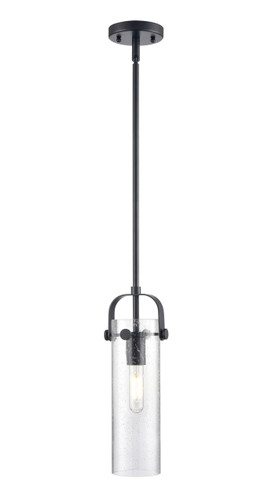 Pilaster II Cylinder - 1 Light - 12 inch Long Glass - Matte Black - Pendant (423-1S-BK-G423-12SDY)