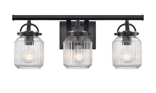 Latreille - 3 Light - 22 inch - Matte Black - Bath Vanity Light (416-3W-BK-G416-6CL)