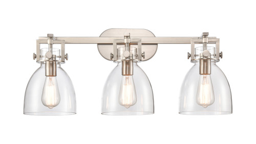 Newton Bell - 3 Light - 27 inch - Satin Nickel - Bath Vanity Light (411-3W-SN-G412-7CL)