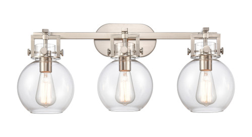 Newton Sphere - 3 Light - 27 inch - Satin Nickel - Bath Vanity Light (411-3W-SN-G410-7CL)
