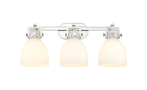 Newton Bell - 3 Light - 27 inch - Polished Nickel - Bath Vanity Light (411-3W-PN-G412-7WH)