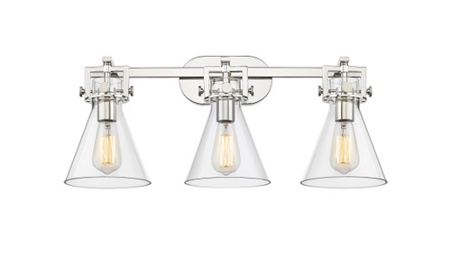 Newton Cone - 3 Light - 27 inch - Polished Nickel - Bath Vanity Light (411-3W-PN-G411-7CL)