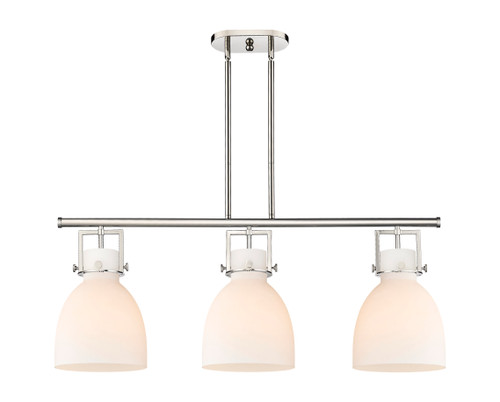 Newton Bell - 3 Light - 42 inch - Polished Nickel - Island Light (411-3I-PN-G412-10WH)