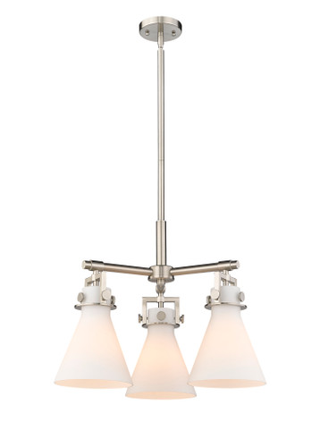 Newton Cone - 3 Light - 21 inch - Satin Nickel - Pendant (411-3CR-SN-G411-7WH)