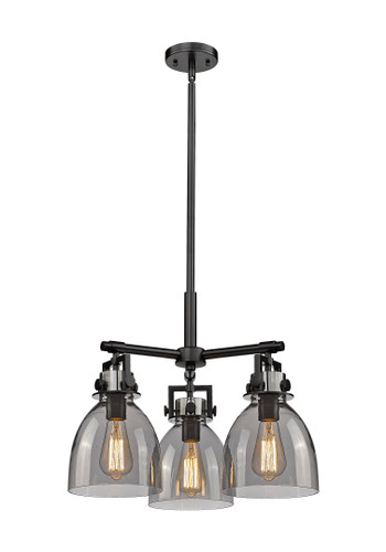 Newton Bell - 3 Light - 21 inch - Matte Black - Pendant (411-3CR-BK-G412-7SM)