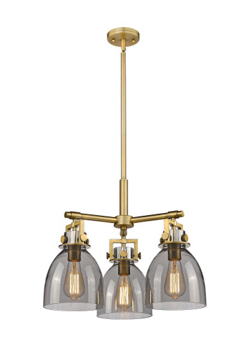 Newton Bell - 3 Light - 21 inch - Brushed Brass - Pendant (411-3CR-BB-G412-7SM)