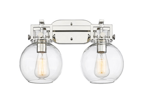 Newton Sphere - 2 Light - 17 inch - Polished Nickel - Bath Vanity Light (411-2W-PN-G410-7CL)
