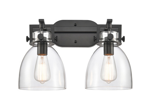Newton Bell - 2 Light - 17 inch - Matte Black - Bath Vanity Light (411-2W-BK-G412-7CL)