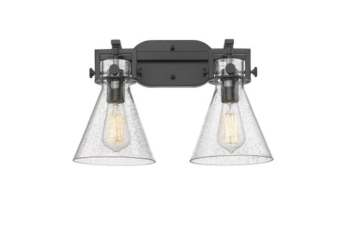 Newton Cone - 2 Light - 17 inch - Matte Black - Bath Vanity Light (411-2W-BK-G411-7SDY)