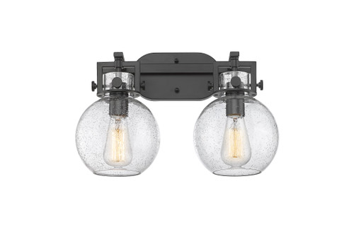 Newton Sphere - 2 Light - 17 inch - Matte Black - Bath Vanity Light (411-2W-BK-G410-7SDY)