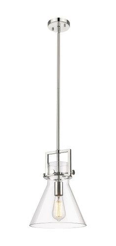 Newton Cone - 1 Light - 10 inch - Polished Nickel - Stem Hung - Mini Pendant (411-1SM-PN-G411-10CL)