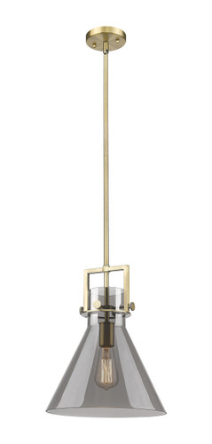Newton Cone - 1 Light - 12 inch - Brushed Brass - Stem Hung - Mini Pendant (411-1SM-BB-G411-12SM)