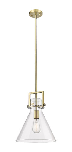 Newton Cone - 1 Light - 12 inch - Brushed Brass - Mini Pendant (411-1SM-BB-G411-12CL)
