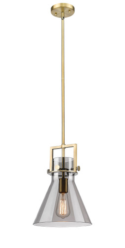Newton Cone - 1 Light - 10 inch - Brushed Brass - Stem Hung - Mini Pendant (411-1SM-BB-G411-10SM)