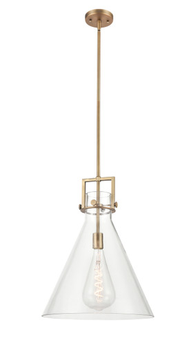 Newton Cone - 1 Light - 16 inch - Brushed Brass - Pendant (411-1SL-BB-G411-16CL)