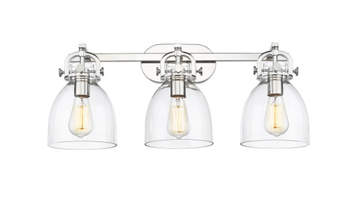 Newton Bell - 3 Light - 27 inch - Polished Nickel - Bath Vanity Light (410-3W-PN-G412-7CL)