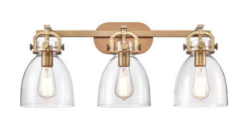 Newton Bell - 3 Light - 27 inch - Brushed Brass - Bath Vanity Light (410-3W-BB-G412-7CL)