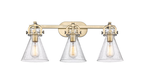 Newton Cone - 3 Light - 27 inch - Brushed Brass - Bath Vanity Light (410-3W-BB-G411-7SDY)