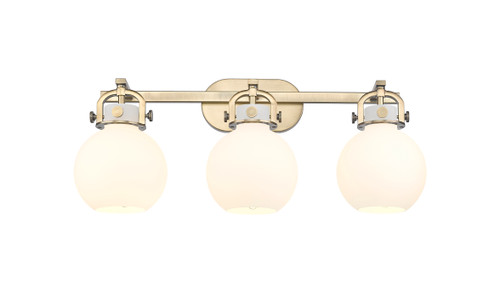 Newton Sphere - 3 Light - 27 inch - Brushed Brass - Bath Vanity Light (410-3W-BB-G410-7WH)