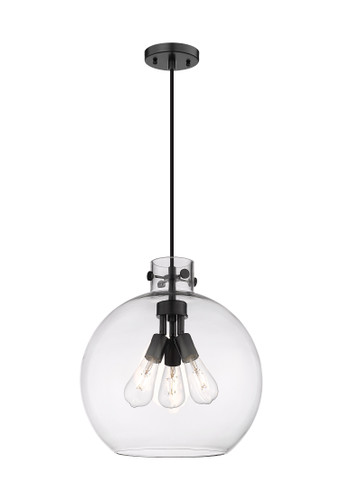 Newton Sphere - 3 Light - 16 inch - Matte Black - Cord hung - Pendant (410-3PL-BK-G410-16CL)