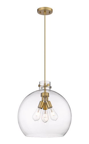 Newton Sphere - 3 Light - 18 inch - Brushed Brass - Cord hung - Pendant (410-3PL-BB-G410-18CL)