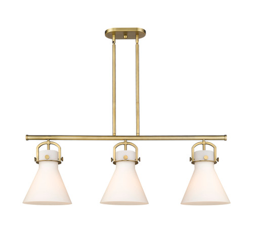 Newton Cone - 3 Light - 42 inch - Brushed Brass - Island Light (410-3I-BB-G411-10WH)