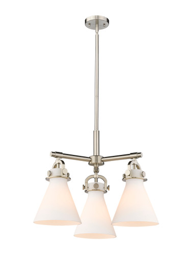 Newton Cone - 3 Light - 21 inch - Satin Nickel - Pendant (410-3CR-SN-G411-7WH)